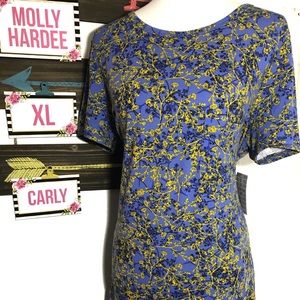 XL Carly LuLaRoe Hi Low Dress Blue + Yellow Floral